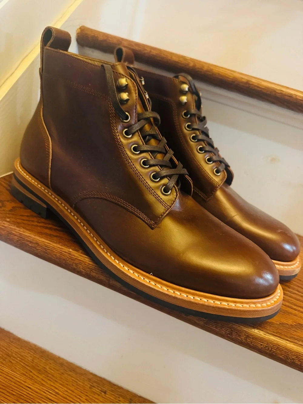 Men's Brown Leather Lace-Up Work Boots